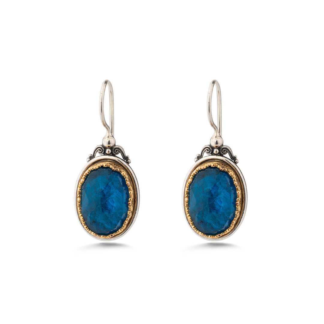 Gerochristo - Iris Dangle Earrings in Sterling Silver with Doublet stones