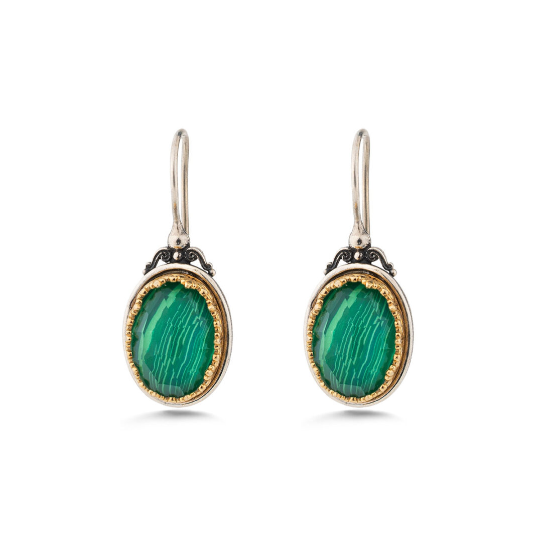 Gerochristo - Iris Dangle Earrings in Sterling Silver with Doublet stones