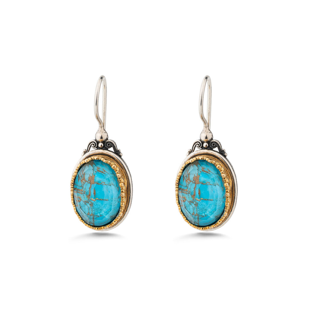 Gerochristo - Iris Dangle Earrings in Sterling Silver with Doublet stones