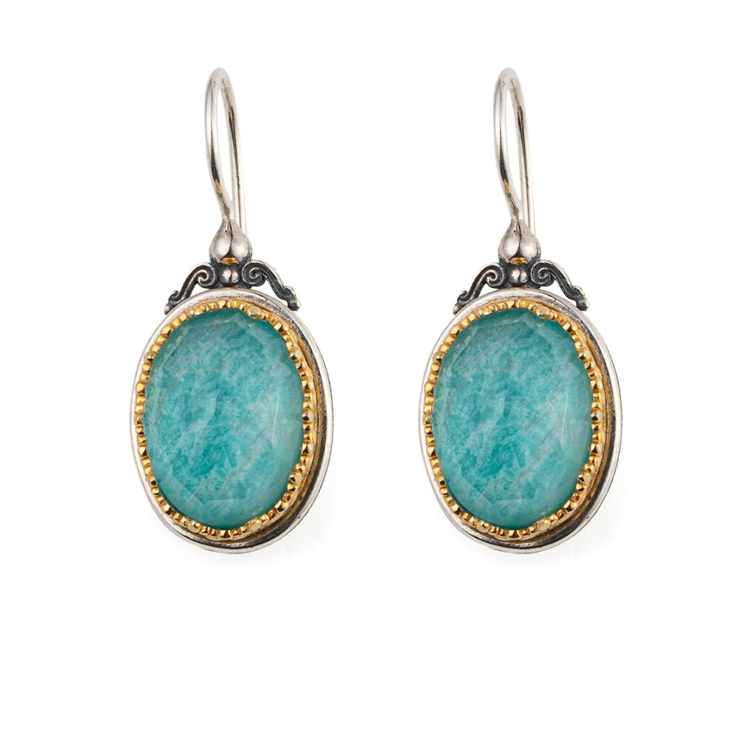 Gerochristo - Iris Dangle Earrings in Sterling Silver with Doublet stones