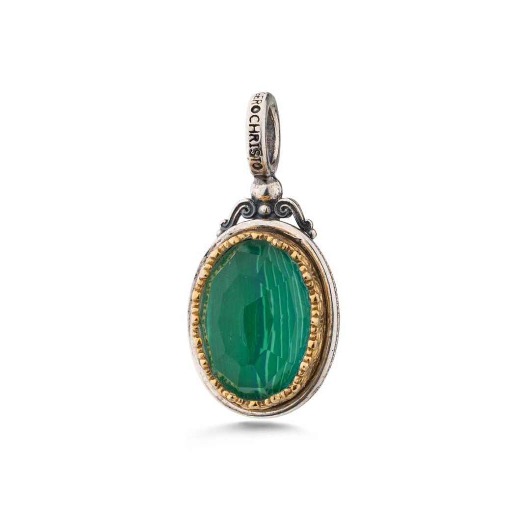 Gerochristo - Iris Oval Pendant in Sterling Silver with Doublet Gemstone