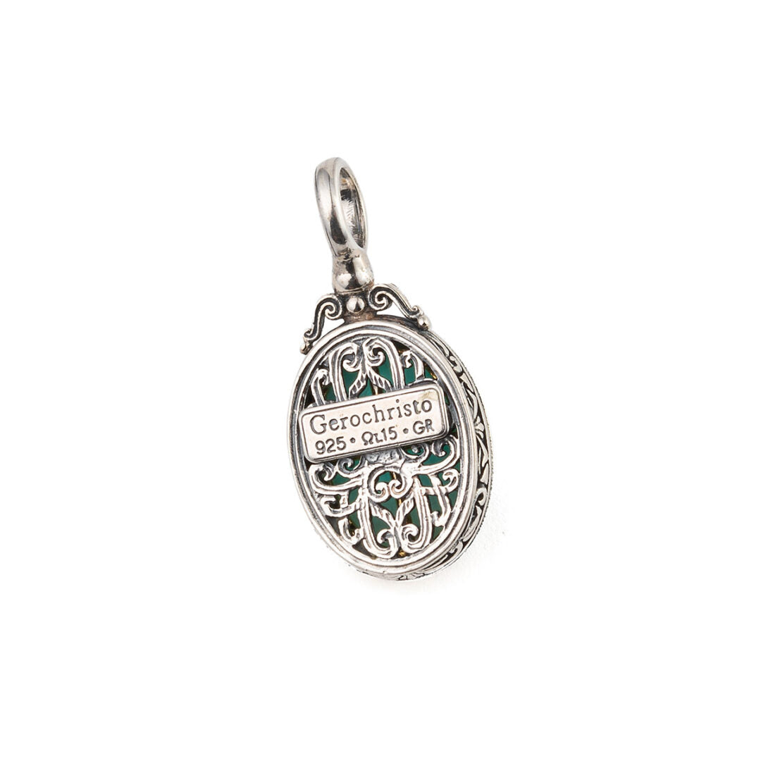 Gerochristo - Iris Oval Pendant in Sterling Silver with Doublet Gemstone