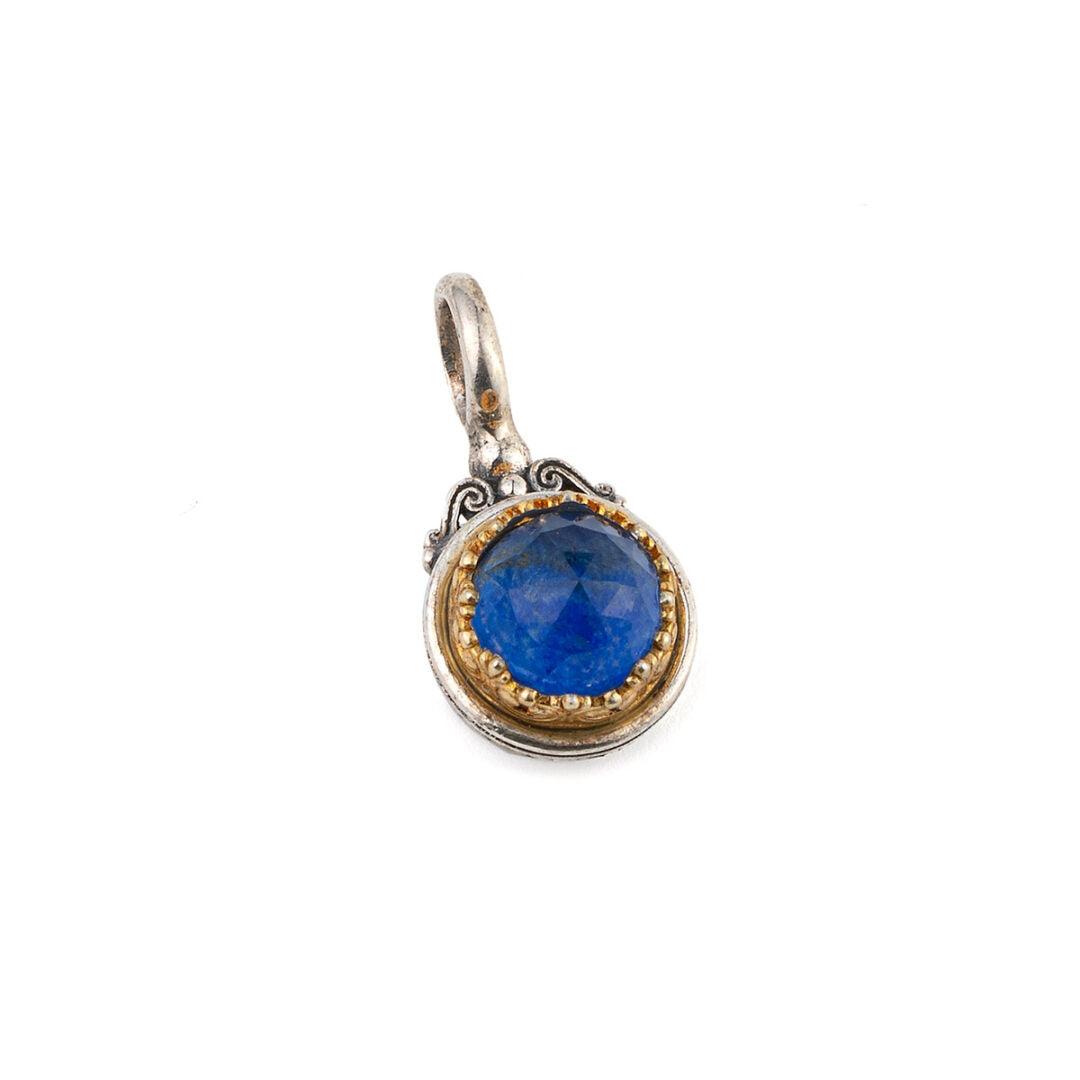 Gerochristo - Iris small Round Pendant in Sterling Silver with Doublet Gemstones