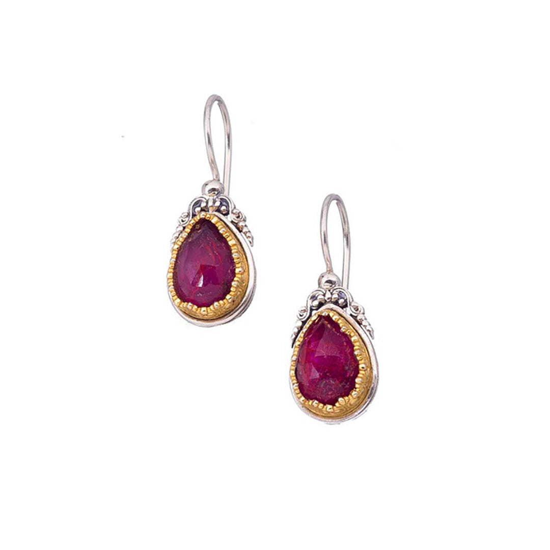 Gerochristo - Iris Earrings in Sterling Silver with Ruby Gemstone
