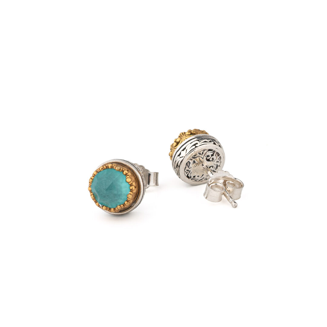 Gerochristo - Iris stud earrings in Sterling Silver with Doublet Stones