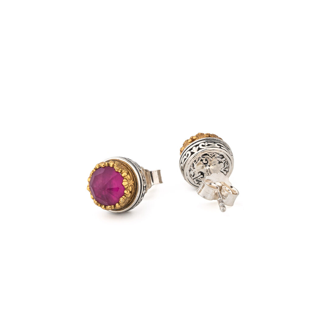 Gerochristo - Iris stud earrings in Sterling Silver with Doublet Stones