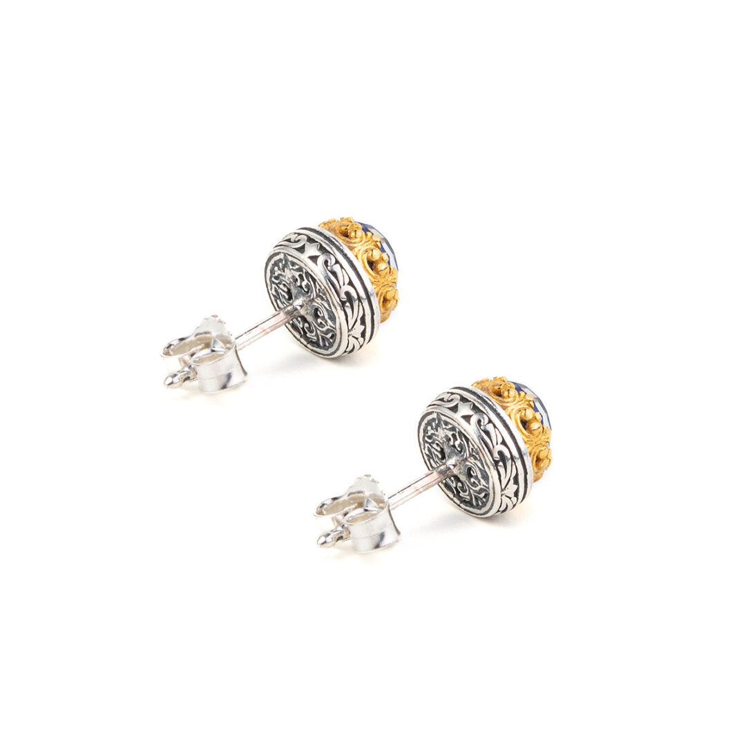 Gerochristo - Iris stud earrings in Sterling Silver with Doublet Stones