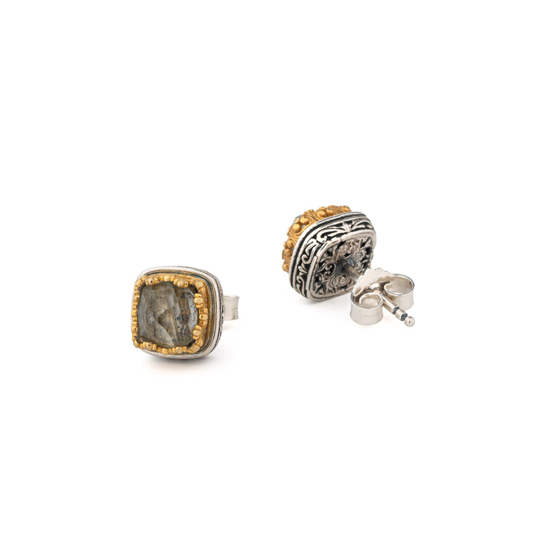 Gerochristo - Iris Square Stud Earrings with Doublet Stones