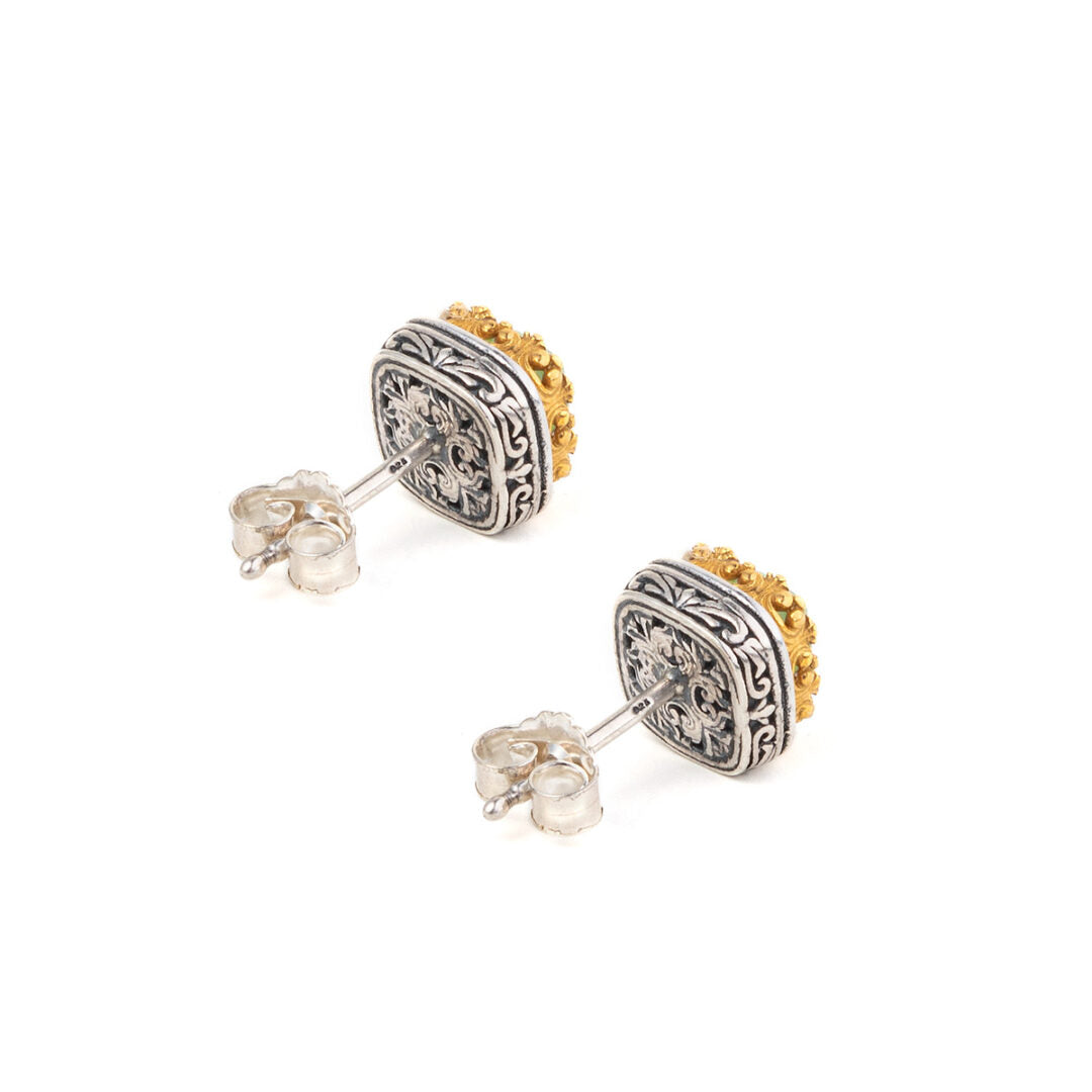 Gerochristo - Iris Square Stud Earrings with Doublet Stones