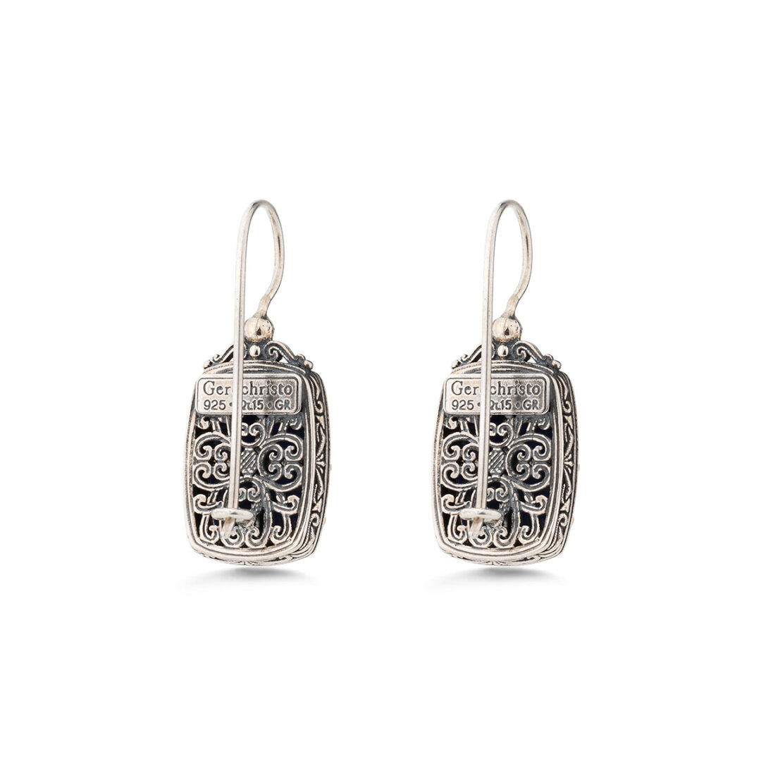 Gerochristo - Iris Rectangular earrings in Sterling silver with Doublet Gemstones