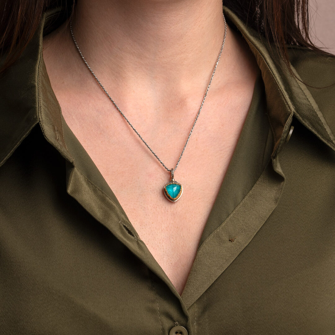 Gerochristo - Iris Small Triangle Pendant in Sterling Silver with Doublet Gemstone