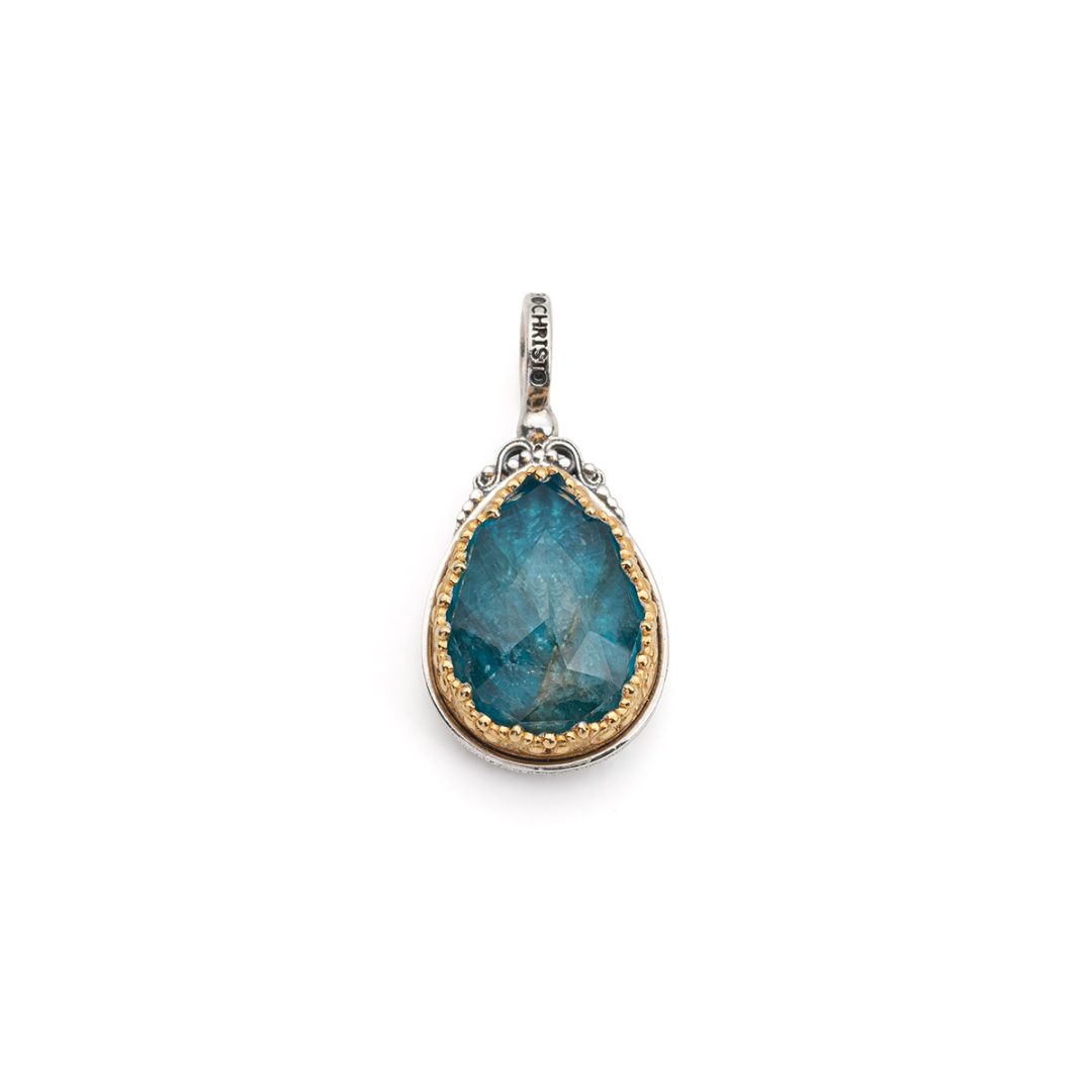 Gerochristo - Iris Drop Pendant in Sterling Silver with Apatite