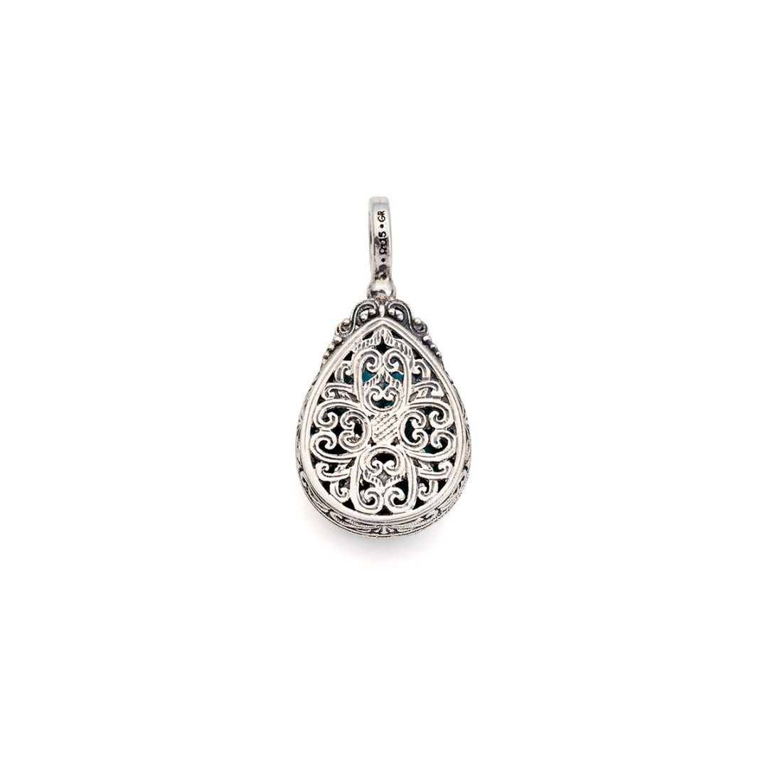 Gerochristo - Iris Drop Pendant in Sterling Silver with Apatite