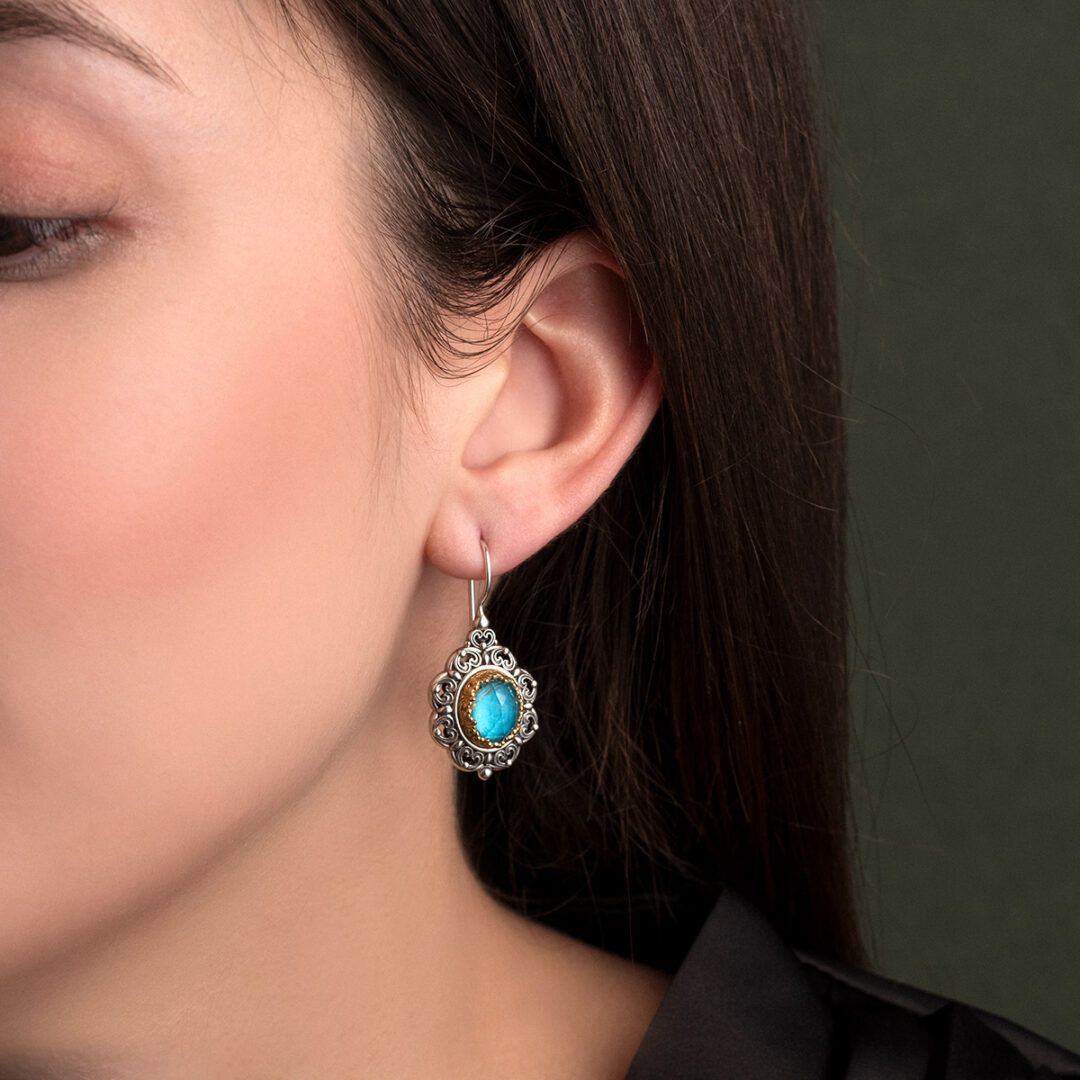 Gerochristo - Penelope earrings in Sterling Silver with Doublet Gemstones