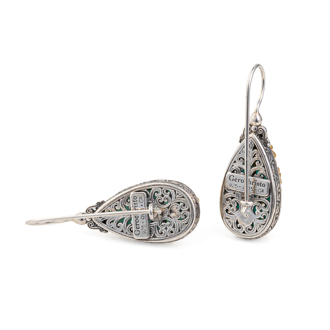 Dione teardrop earrings in Sterling silver with Amazonite