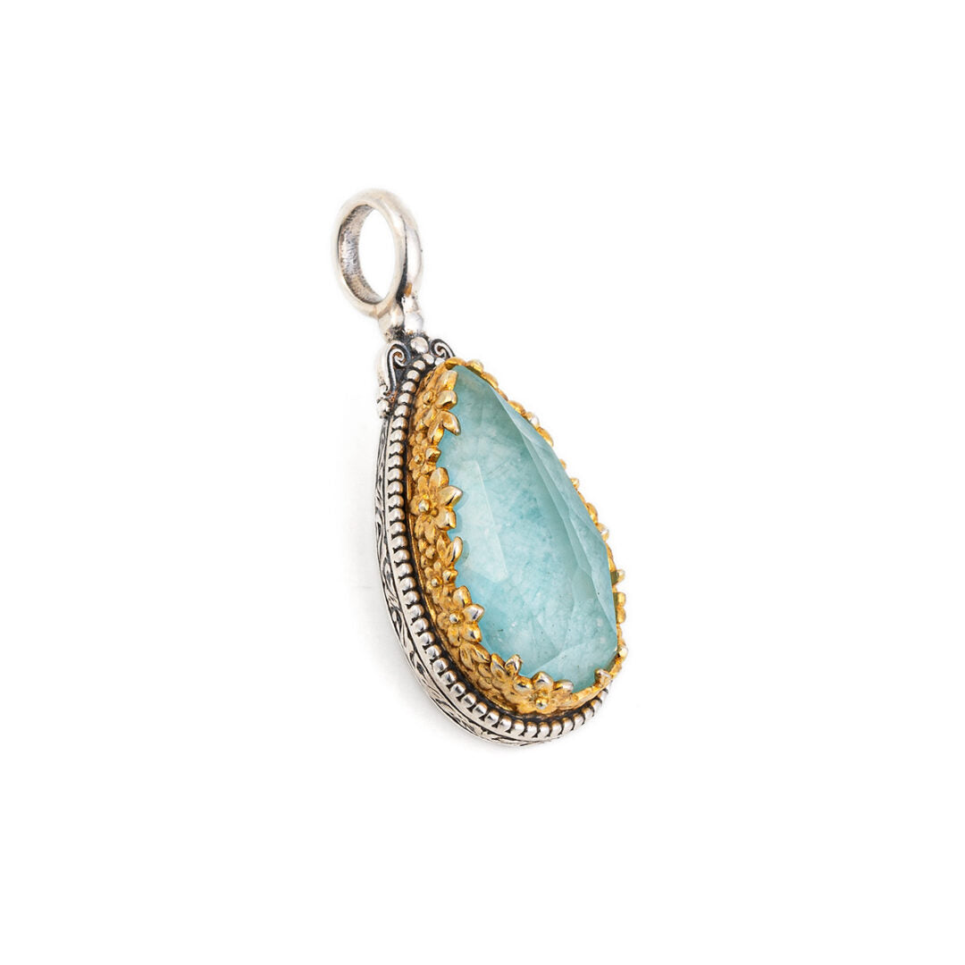 Dione teardrop pendant in sterling silver with Doublet stone