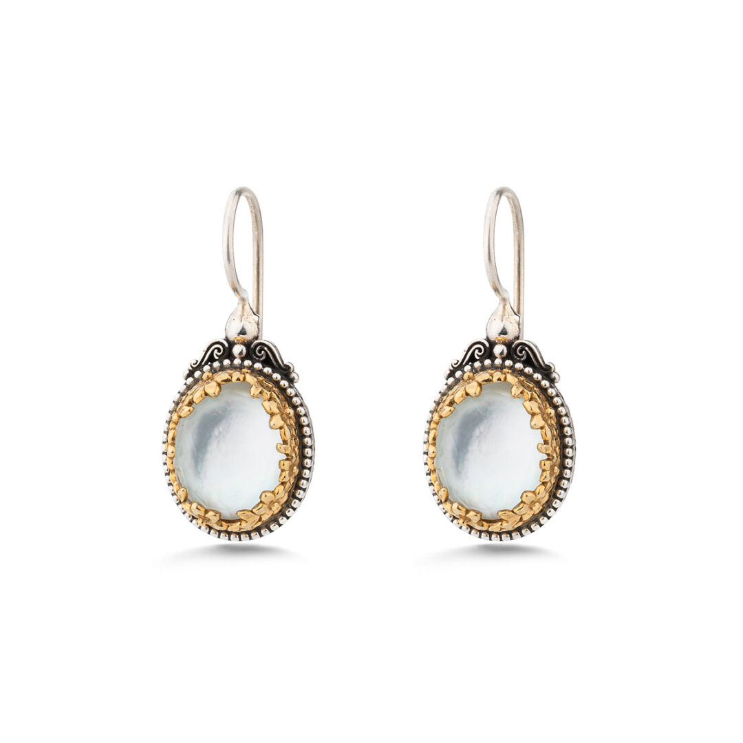 Gerochristo - Dione oval earrings in sterling silver with Doublet Gemstones