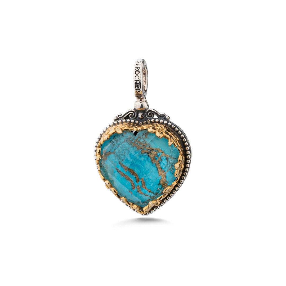 Gerochristo - Dione heart pendant in sterling silver with Gold plated parts