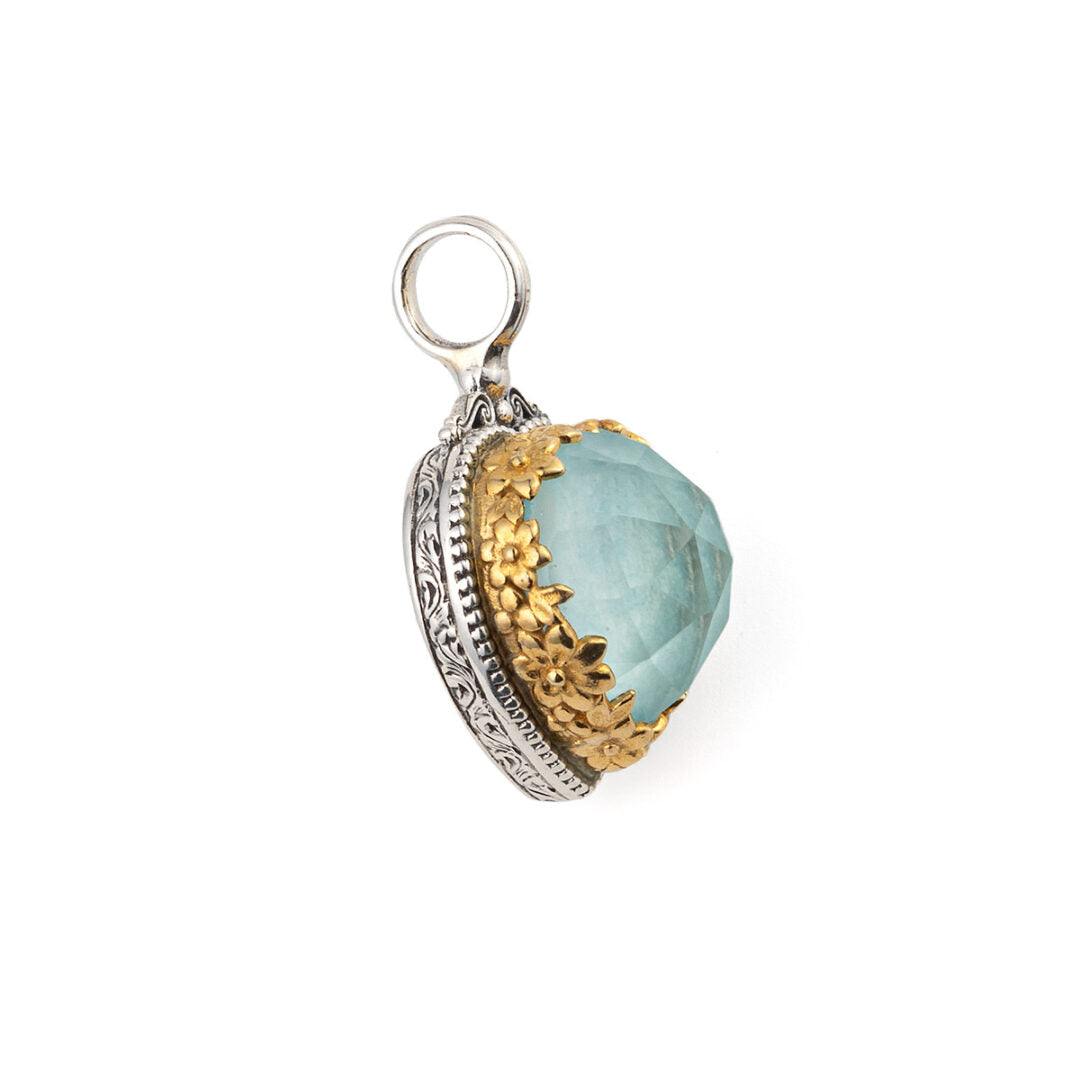 Gerochristo - Dione heart pendant in sterling silver with Gold plated parts