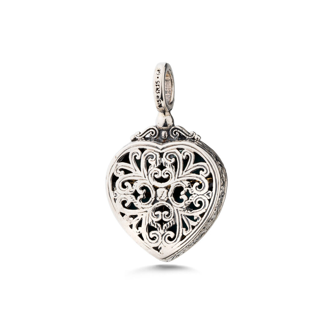 Gerochristo - Dione heart pendant in sterling silver with Gold plated parts