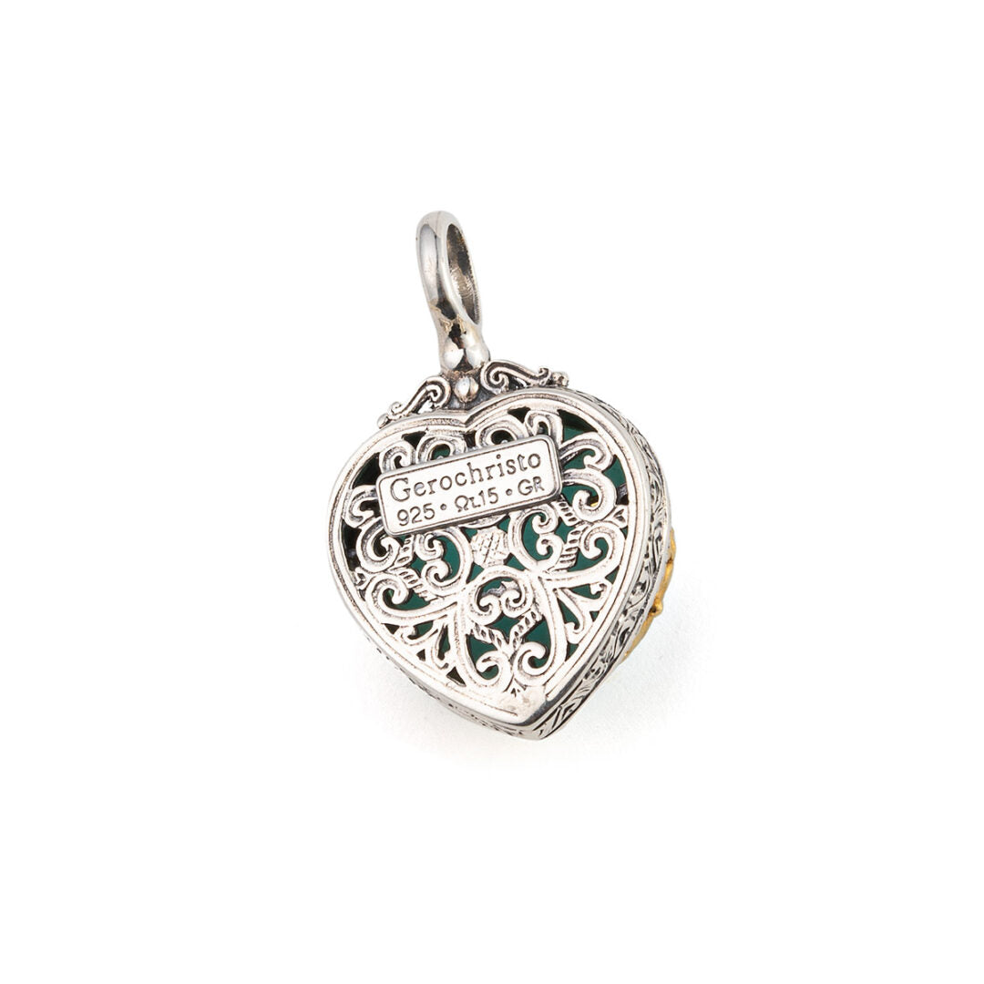 Gerochristo - Dione heart pendant in sterling silver with Gold plated parts