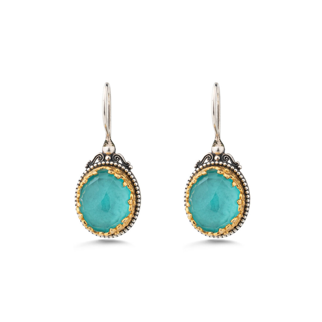 Gerochristo - Iris Οβάλ Σκουλαρίκια με Turquoise Copper