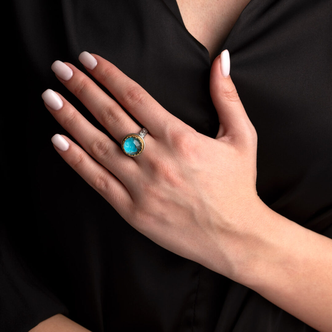 Gerochristo - Iris ring in Sterling Silver with Turquoise Copper