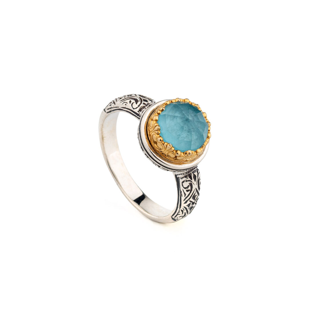 Gerochristo - Iris ring in Sterling Silver with Doublet stones