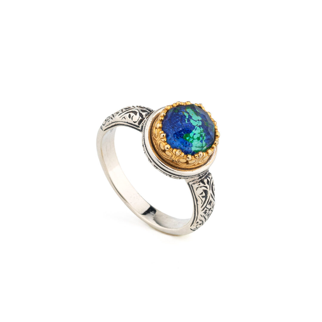 Gerochristo - Iris ring in Sterling Silver with Doublet stones