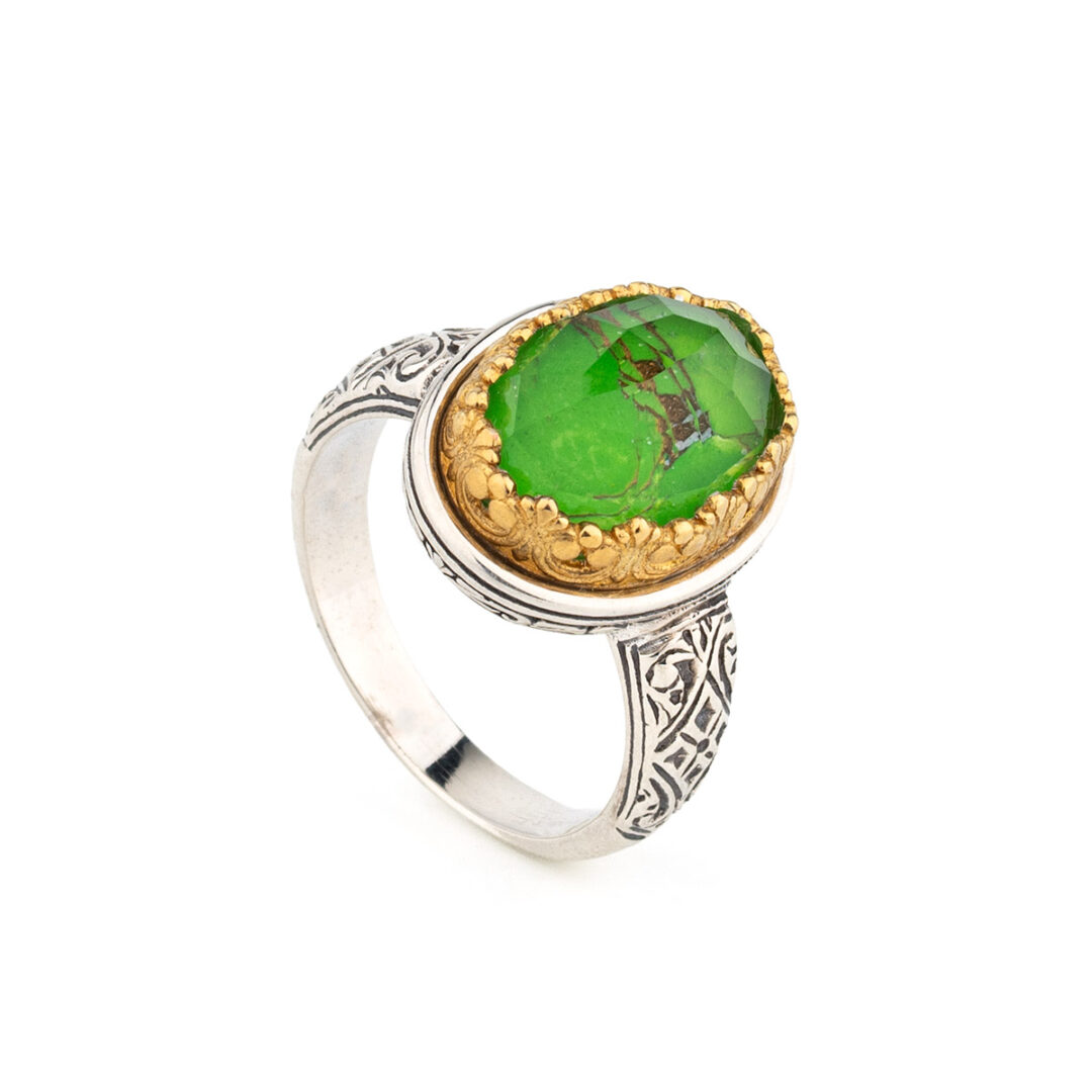 Gerochristo - Iris Oval ring in Sterling Silver with Doublet Stone