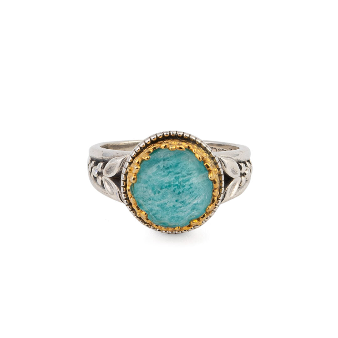 Gerochristo - Dione round ring in sterling silver with Doublet stone
