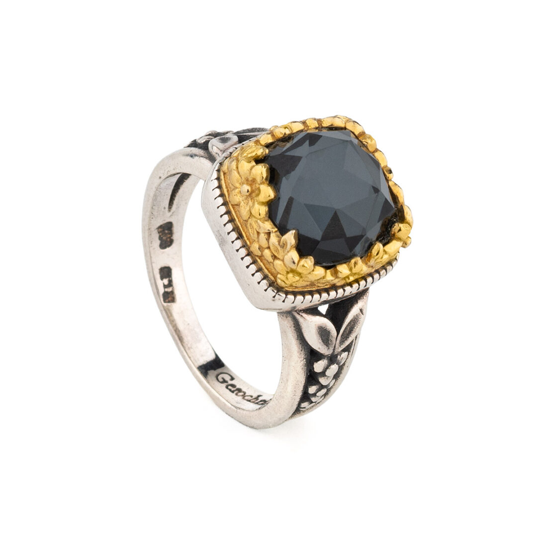 Gerochristo - Dione Square Ring in Sterling Silver with Doublet Stones