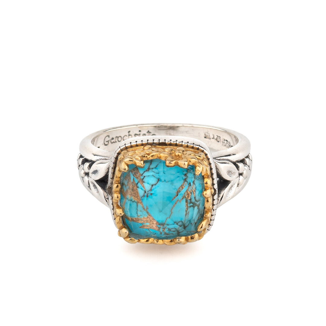 Gerochristo - Dione Square Ring in Sterling Silver with Doublet Stones