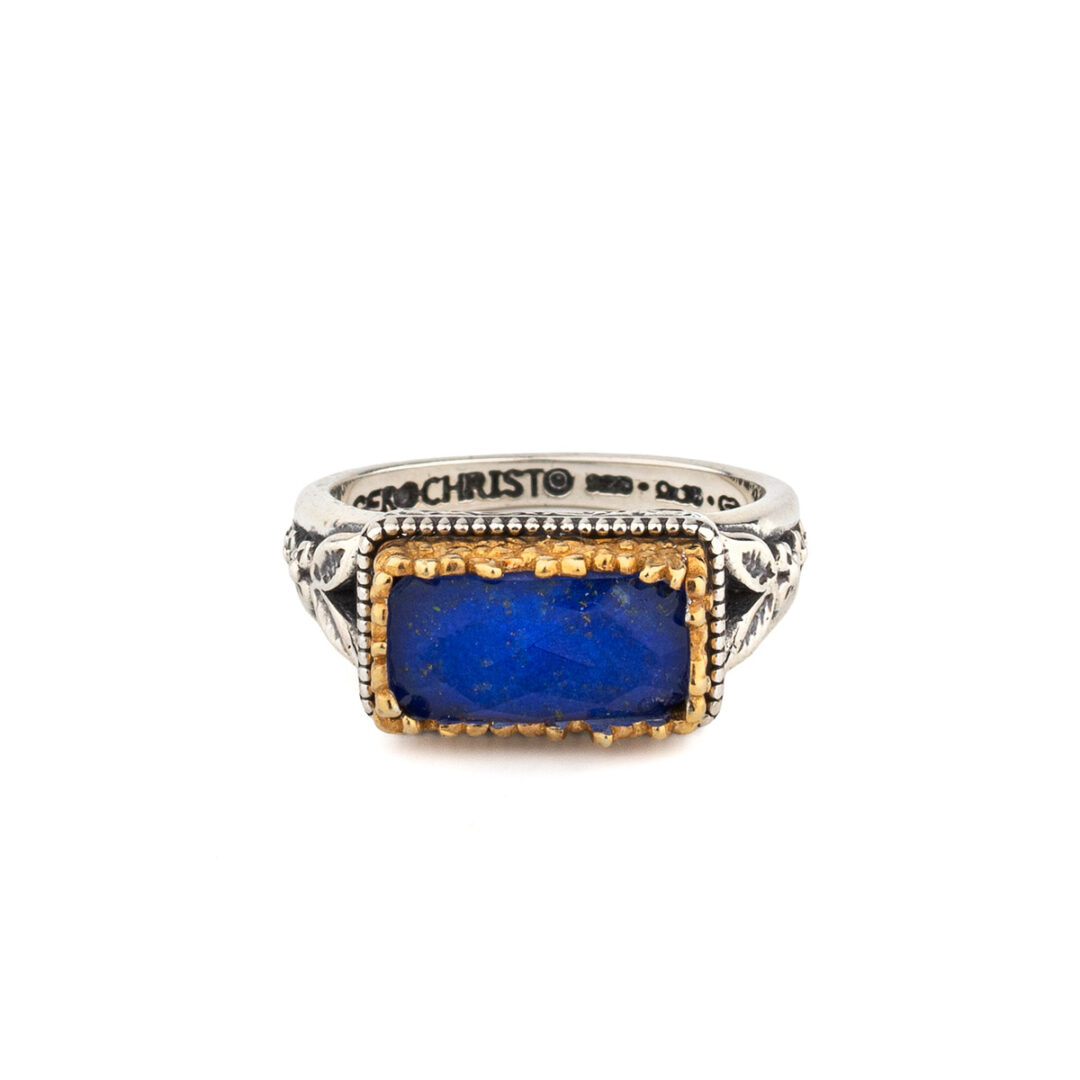 Gerochristo Rectangular Ring with Doublet Stone