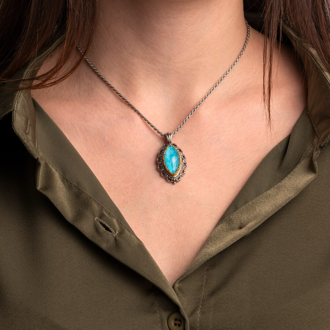 Gerochristo - Penelope Pendant in Sterling Silver with Turquoise