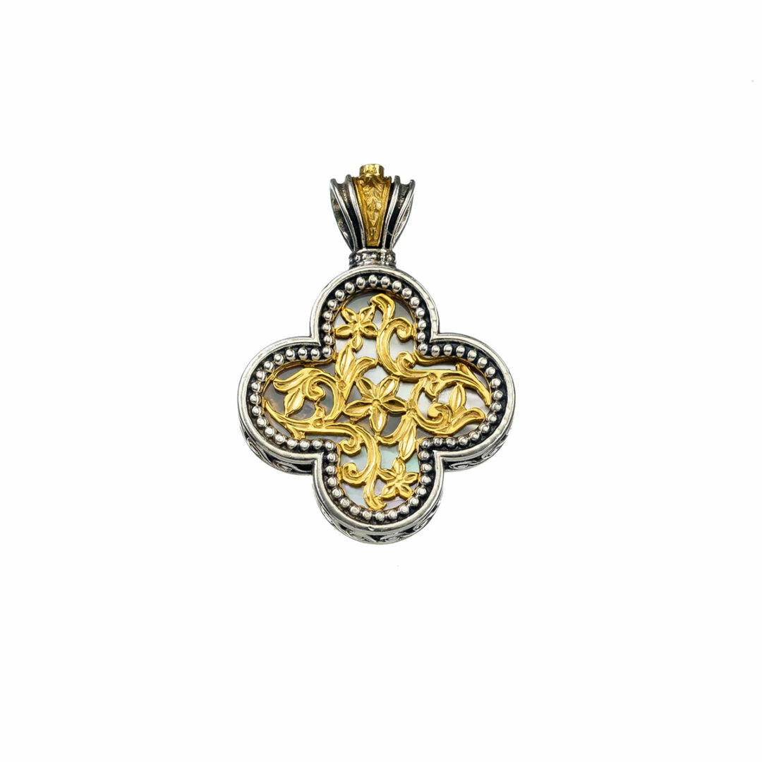 Gerochristo - Cross in sterling silver with Gold plated parts and mother of pearl