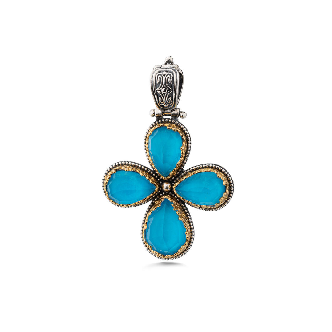 Gerochristo - Dione Cross in Sterling Silver with Doublet Stones