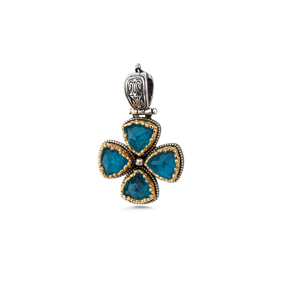 Gerochristo – Dione mini Cross in Sterling Silver with Doublet Stone