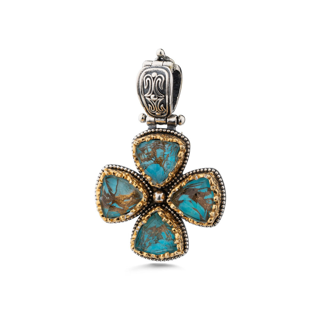 Gerochristo – Dione mini Cross in Sterling Silver with Doublet Stone