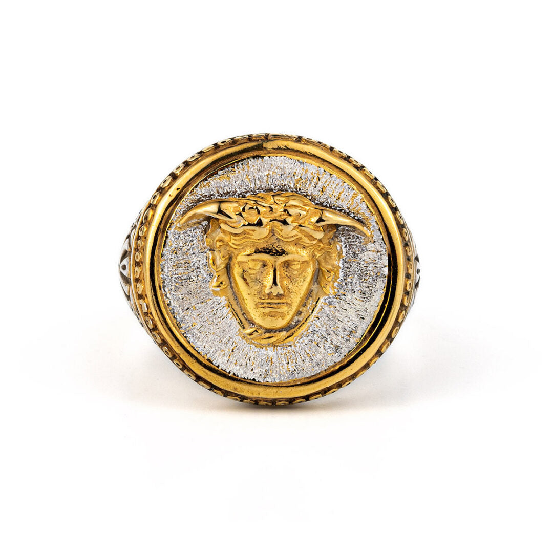 Theseus and the Minotaur Coin Ring Sterling Silver and Gold Plated