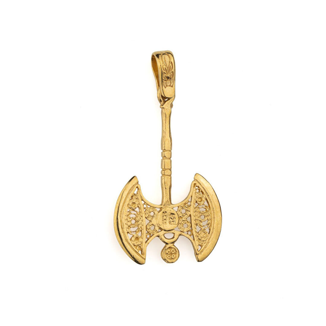 Multicolor Zircon Axe Pendant in 925 Silver & Gold Plating