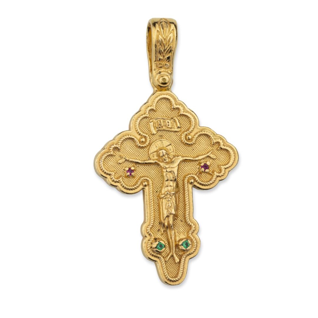 Cross Pendant – Gold Plated 925 Silver with Multicolor Zircons