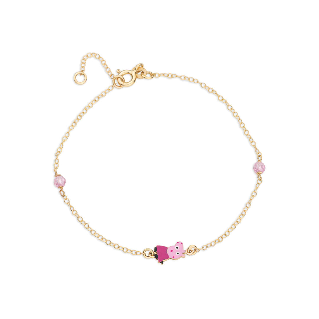 9K Gold Peppa Pig Bracelet for Children