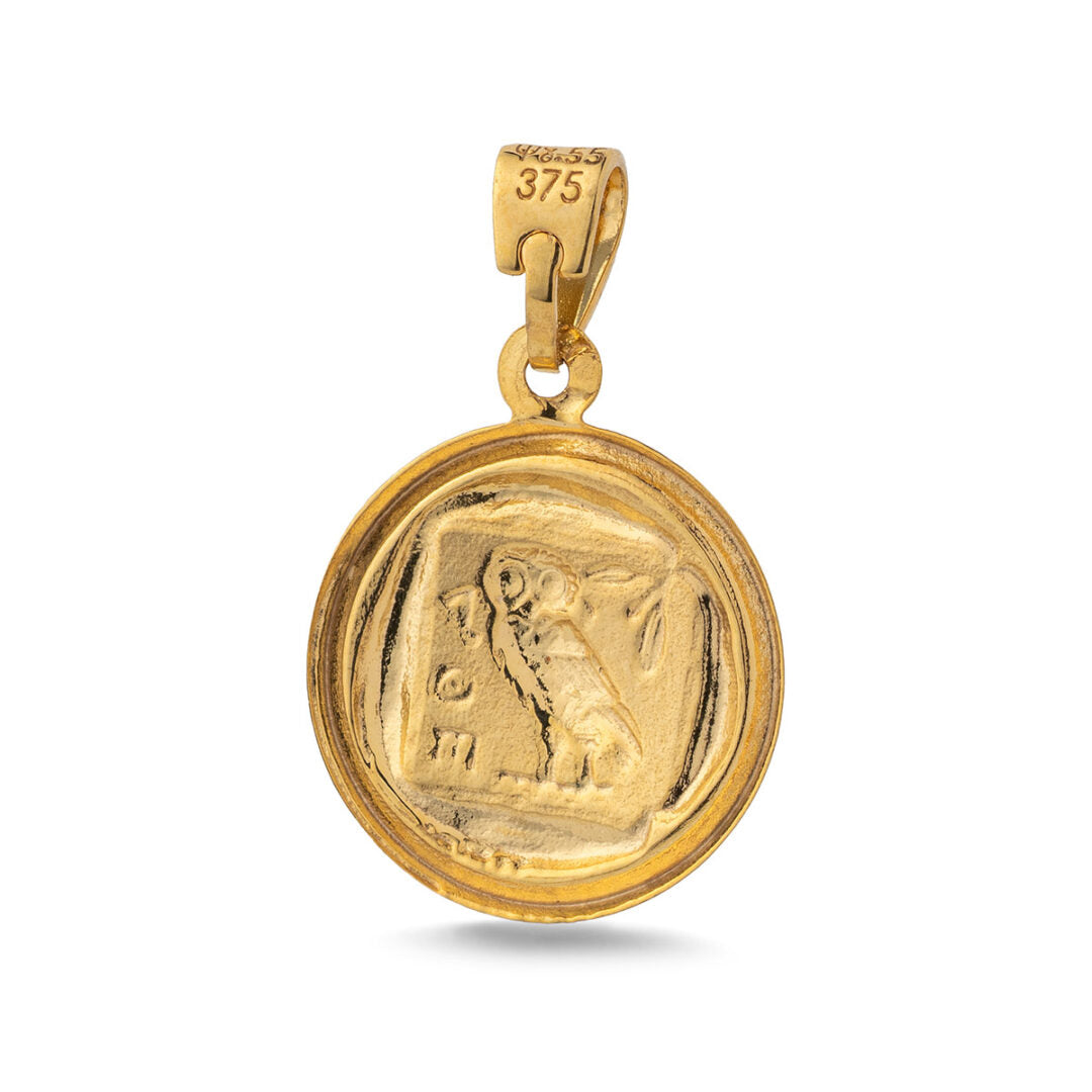 Wisdom Owl Pendant - 9K Gold
