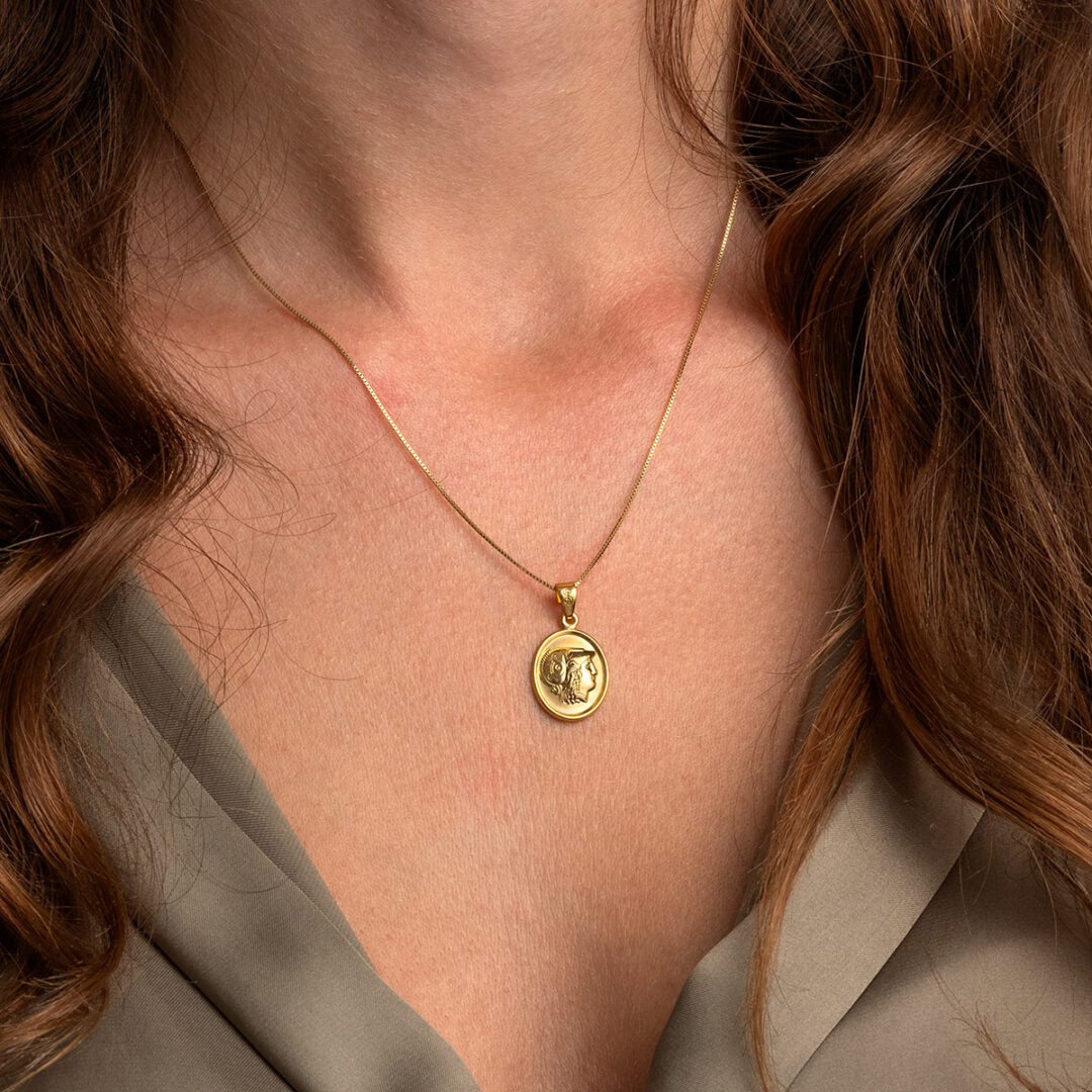 Goddess Athena Pendant - 9K Gold