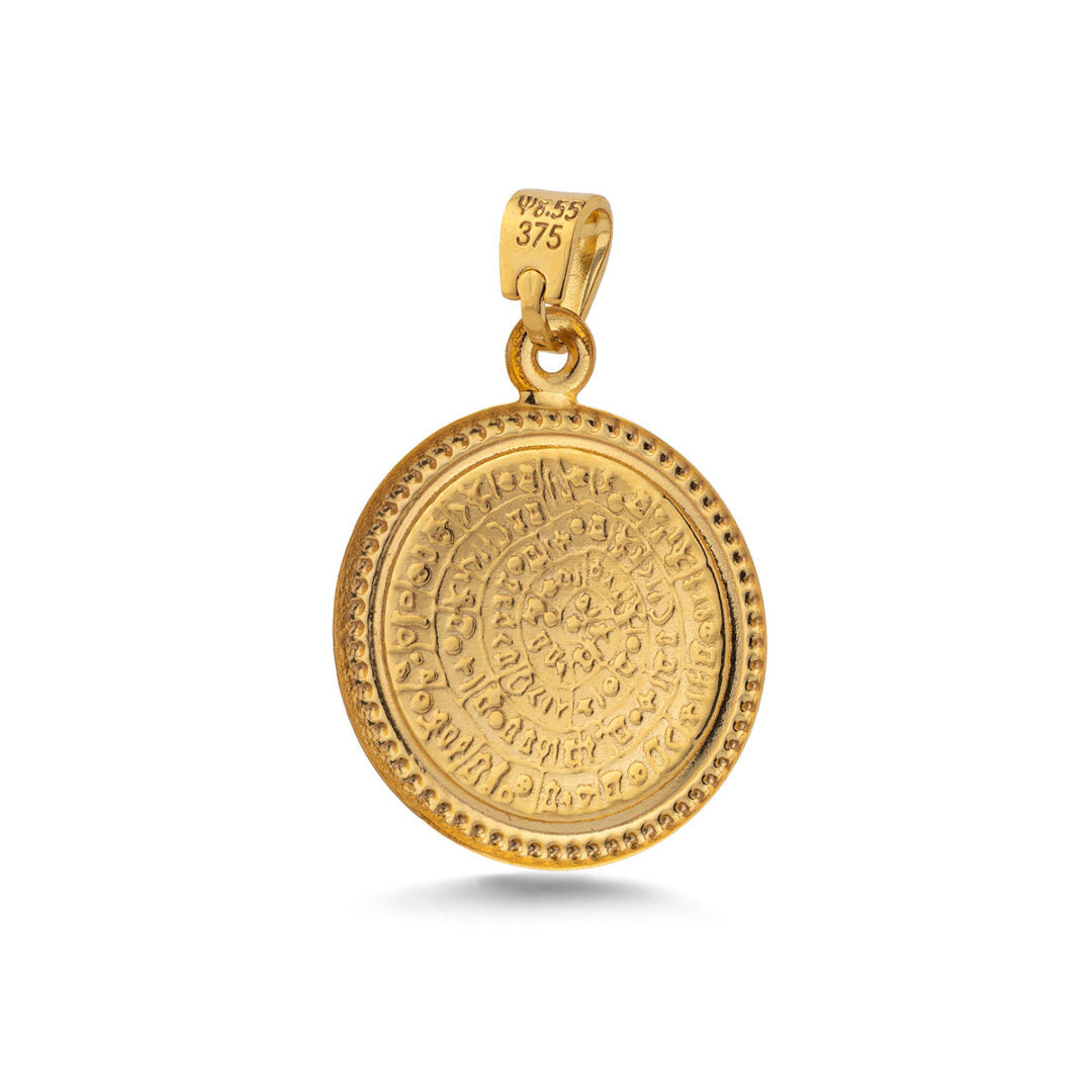 Phaistos Disc Pendant in 9K Gold