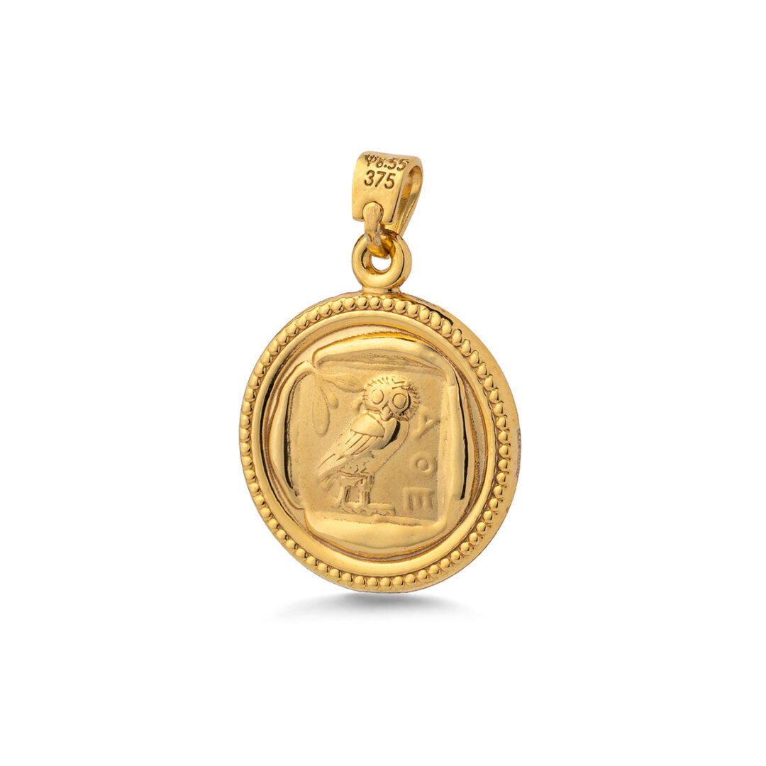 Goddess Athena Chalinitis Pendant in 9K Gold