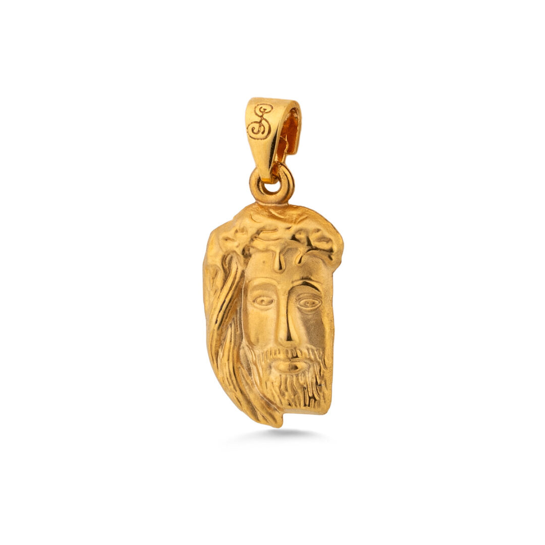 9K Gold Jesus Christ Face Pendant – Religious Charm Necklace