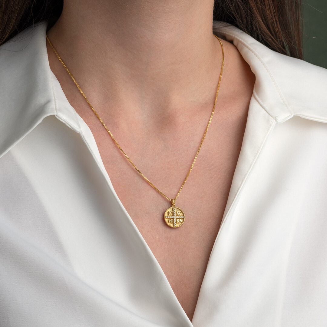 Byzantine Konstantinato Coin Pendant - 9K Gold
