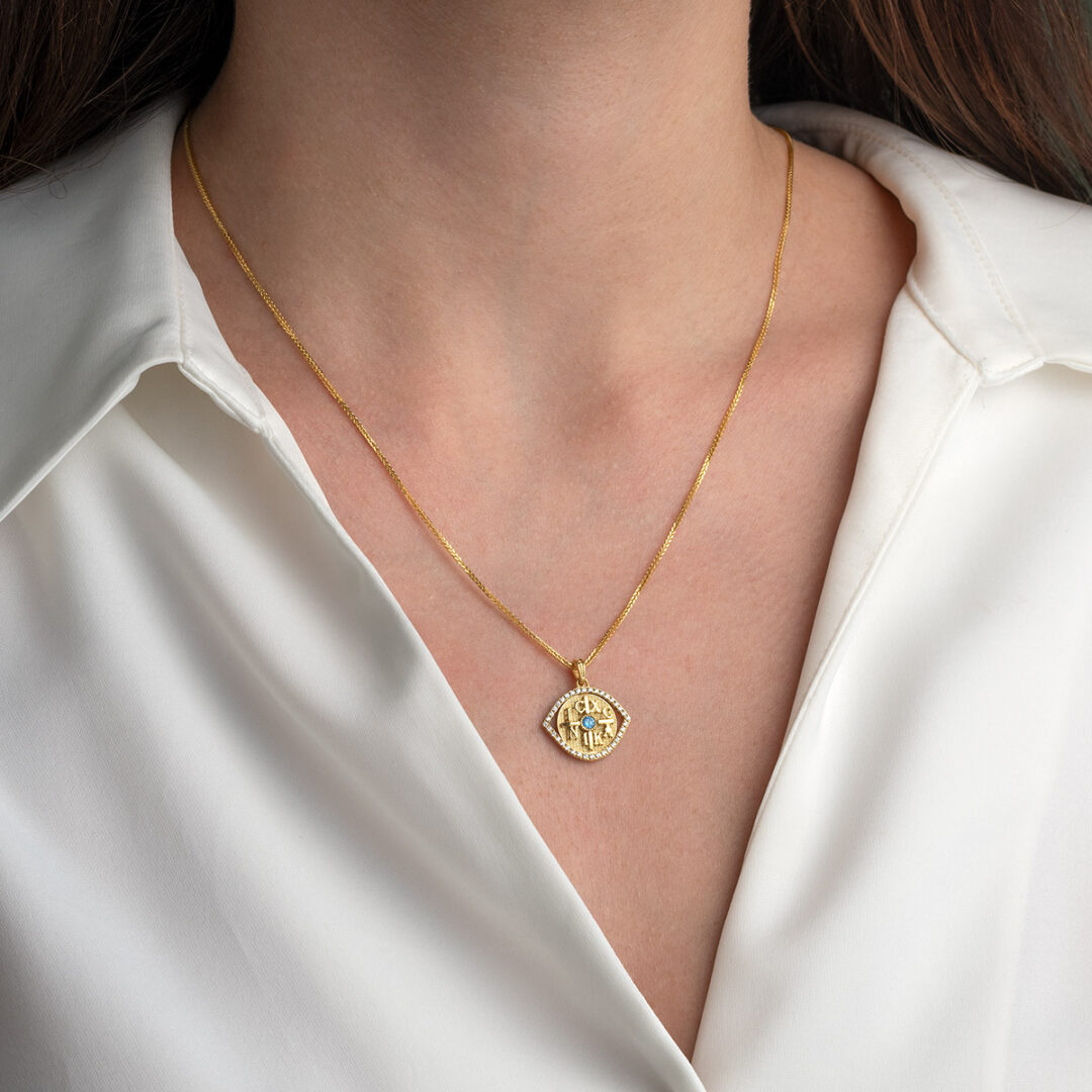 Evil Eye Konstantinato Pendant – 9K Gold